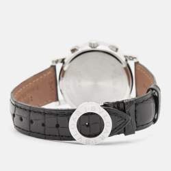 Bvlgari Silver Stainless Steel Alligator Leather Bvlgari Bvlgari BB38SLCH Men's Wristwatch 38 mm