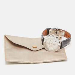 Bvlgari Silver Stainless Steel Alligator Leather Bvlgari Bvlgari BB38SLCH Men's Wristwatch 38 mm