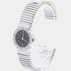 Bvlgari Black Stainless Steel Tubogas Quartz Women's Wristwatch 23 mm