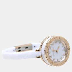 Bvlgari White 18k Rose Gold Ceramic B.Zero1 BZ23WSGCC Quartz Women's Wristwatch 23 mm