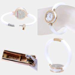 Bvlgari White 18k Rose Gold Ceramic B.Zero1 BZ23WSGCC Quartz Women's Wristwatch 23 mm