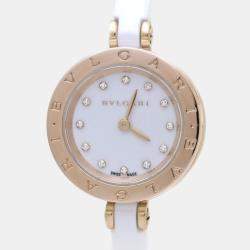 Bvlgari White 18k Rose Gold Ceramic B.Zero1 BZ23WSGCC Quartz Women's Wristwatch 23 mm