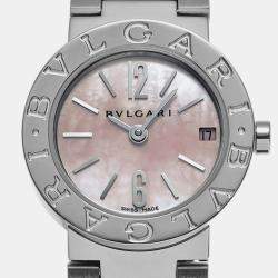 Bvlgari Pink Shell Stainless Steel Bvlgari Bvlgari BB23SS Quartz Women's Wristwatch 23 mm