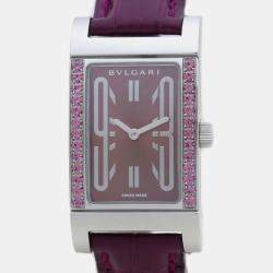 Bvlgari Red Stainless Steel Rettangolo RT39C2SR1L Quartz Women's Wristwatch 21 mm