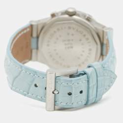 Bvlgari Blue Mother Of Pearl Diamond Stainless Steel Alligator Leather Diagono CH 35 S AUTO Women's Wristwatch 35 mm