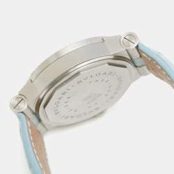 Bvlgari Blue Mother Of Pearl Diamond Stainless Steel Alligator Leather Diagono CH 35 S AUTO Women's Wristwatch 35 mm