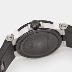 Bvlgari Silver Two-Tone Aluminum Rubber Diagono AL29TA Women's Wristwatch 29 mm