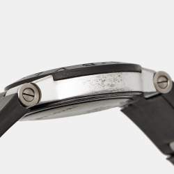 Bvlgari Silver Two-Tone Aluminum Rubber Diagono AL29TA Women's Wristwatch 29 mm