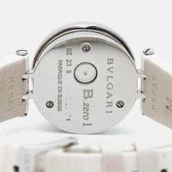 Pre Owned Bvlgari Blue Mother of Pearl Diamond Stainless Steel Leather B.Zero1 BZ23S Women's Wristwatch 23 mm