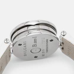 Pre Owned Bvlgari Blue Mother of Pearl Diamond Stainless Steel Leather B.Zero1 BZ23S Women's Wristwatch 23 mm