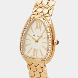 Bvlgari White Diamond 18k Yellow Gold Serpenti Seduttori 103147 Women's Wristwatch 33 mm
