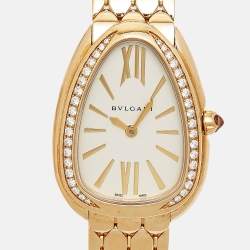 Bvlgari White Diamond 18k Yellow Gold Serpenti Seduttori 103147 Women's Wristwatch 33 mm
