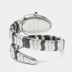 Bvlgari Black Diamond Ceramic Stainless Steel Serpenti Spiga 102129 Women's Wristwatch 33 mm 