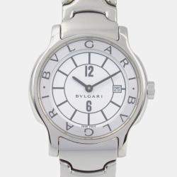 Bvlgari White Stainless Steel Solotempo ST29S Quartz Women's Wristwatch 29 mm