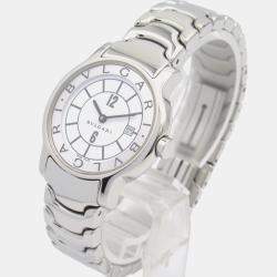 Bvlgari White Stainless Steel Solotempo ST29S Quartz Women's Wristwatch 29 mm