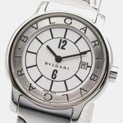 Bvlgari White Stainless Steel Solotempo ST29S Quartz Women's Wristwatch 29 mm