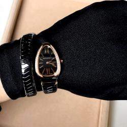 Bvlgari Black Diamond Ceramic Serpenti 102532 Quartz Women's Wristwatch 35 mm