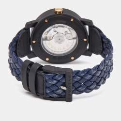 Bvlgari Navy Blue Carbongold Leather Via Dei Condotti 10 Roma BB40CL Women's Wristwatch 40 mm