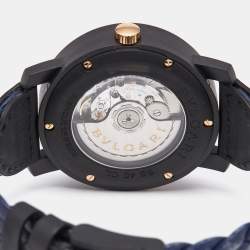 Bvlgari Navy Blue Carbongold Leather Via Dei Condotti 10 Roma BB40CL Women's Wristwatch 40 mm