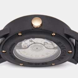 Bvlgari Navy Blue Carbongold Leather Via Dei Condotti 10 Roma BB40CL Women's Wristwatch 40 mm