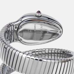 Bvlgari Silver Opaline Stainless Steel Serpenti Tubogas 101911 Women's Wristwatch 35 mm