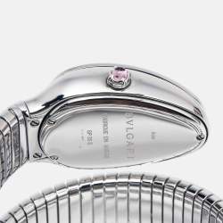 Bvlgari Silver Opaline Stainless Steel Serpenti Tubogas 101911 Women's Wristwatch 35 mm