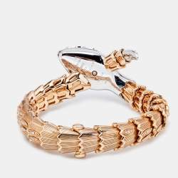 Pre Owned ساعة يد نسائية بلغاري سيربنتي 102239 ذهب عيار 18 ثنائي اللون وباقوت وألماس فضية 40 مم