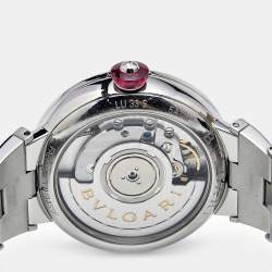 Pre Owned Bvlgari Silver Dial Stainless Steel Diamond Lvcea 102219 Women's Wristwatch 33 mm