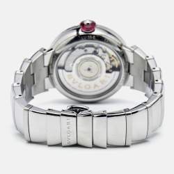 Pre Owned Bvlgari Silver Dial Stainless Steel Diamond Lvcea 102219 Women's Wristwatch 33 mm