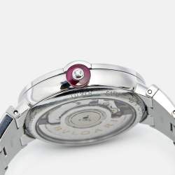 Pre Owned Bvlgari Silver Dial Stainless Steel Diamond Lvcea 102219 Women's Wristwatch 33 mm