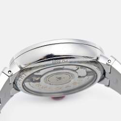 Pre Owned Bvlgari Silver Dial Stainless Steel Diamond Lvcea 102219 Women's Wristwatch 33 mm