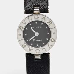 Pre Owned Bvlgari Black Dial Stainless Steel Leather B.Zero1 BZ 22 S Women's Wristwatch 22 mm