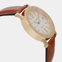 Pre Owned Bvlgari BB33GL Automatic White Dial 18K Yellow Gold Women's Wristwatch 33 mm