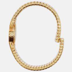 Pre Owned Bvlgari Vintage Expandable Tubogas BB19 2T Diamonds 18K YG Quartz Women's Wrist watch 19 mm