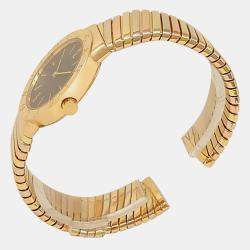 Pre Owned Bvlgari Tubogas BB302T Quartz Black 18K Yellow Gold Women’s Wristwatch 30 mm