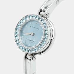 Pre Owned Bvlgari B.Zero1 BZ22S Blue Mother of Pearl Topaz Stainless Steel Women's Wristwatch 22 mm