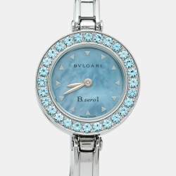Pre Owned Bvlgari B.Zero1 BZ22S Blue Mother of Pearl Topaz Stainless Steel Women's Wristwatch 22 mm