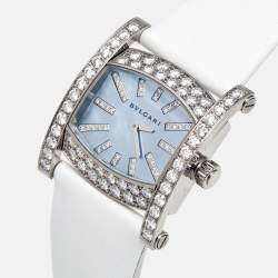 Pre Owned Bvlgari Mother of Pearl 18k White Gold Satin Assioma AAW36W Women's Wristwatch 36 mm