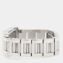 Pre Owned Bvlgari Rettangolo RT39S Quartz White Stainless Steel Women's Wristwatch 21 mm