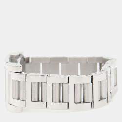 Pre Owned Bvlgari Rettangolo RT39S Quartz White Stainless Steel Women's Wristwatch 21 mm