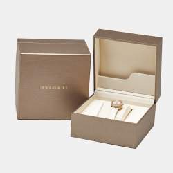 Pre Owned Bvlgari B.Zero1 102398 White Dial Diamond 18K Rose Gold Stainless Steel Leather Women's Wristwatch 23 mm