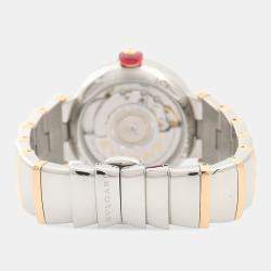 Pre Owned Bvlgari Lucea LUP33SG Automatic White Diamond Stainless Steel and Gold Women's Wristwatch 33mm