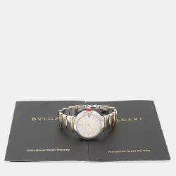 Pre Owned Bvlgari Lucea LUP33SG Automatic White Diamond Stainless Steel and Gold Women's Wristwatch 33mm