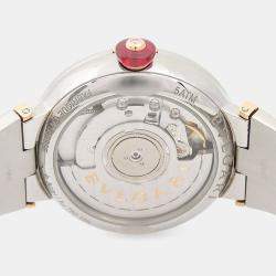 Pre Owned Bvlgari Lucea LUP33SG Automatic White Diamond Stainless Steel and Gold Women's Wristwatch 33mm