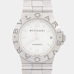 Pre Owned Bvlgari Diagono LCV35S Automatic White Stainless Steel Men's Wristwatch 35mm