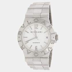 Pre Owned Bvlgari Diagono LCV35S Automatic White Stainless Steel Men's Wristwatch 35mm