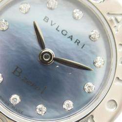 Pre Owned Bvlgari B.Zero1 BZ22S Quartz Blue Stainless Steel Women's Wristwatch 22 mm