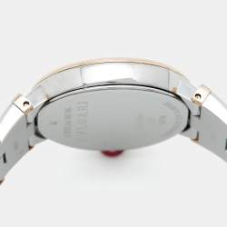 Pre Owned Bvlgari Lvcea 102475 White Mother of Pearl Diamond 18K Rose Gold Stainless Steel Women's Wristwatch 28 mm