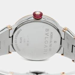 Pre Owned Bvlgari Lvcea 102475 White Mother of Pearl Diamond 18K Rose Gold Stainless Steel Women's Wristwatch 28 mm