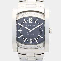 Pre Owned Bvlgari Assioma AA48S Automatic Grey Stainless Steel Women's Wristwatch 37.5 mm